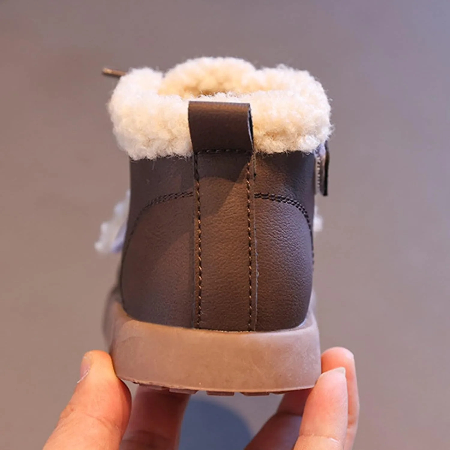 Toddler Kids Winter Snow Boots Slip On Cold Weather Sneakers Anti-Slip Fleece Ankle Boots Comfort Size 8 Shoes Toddler