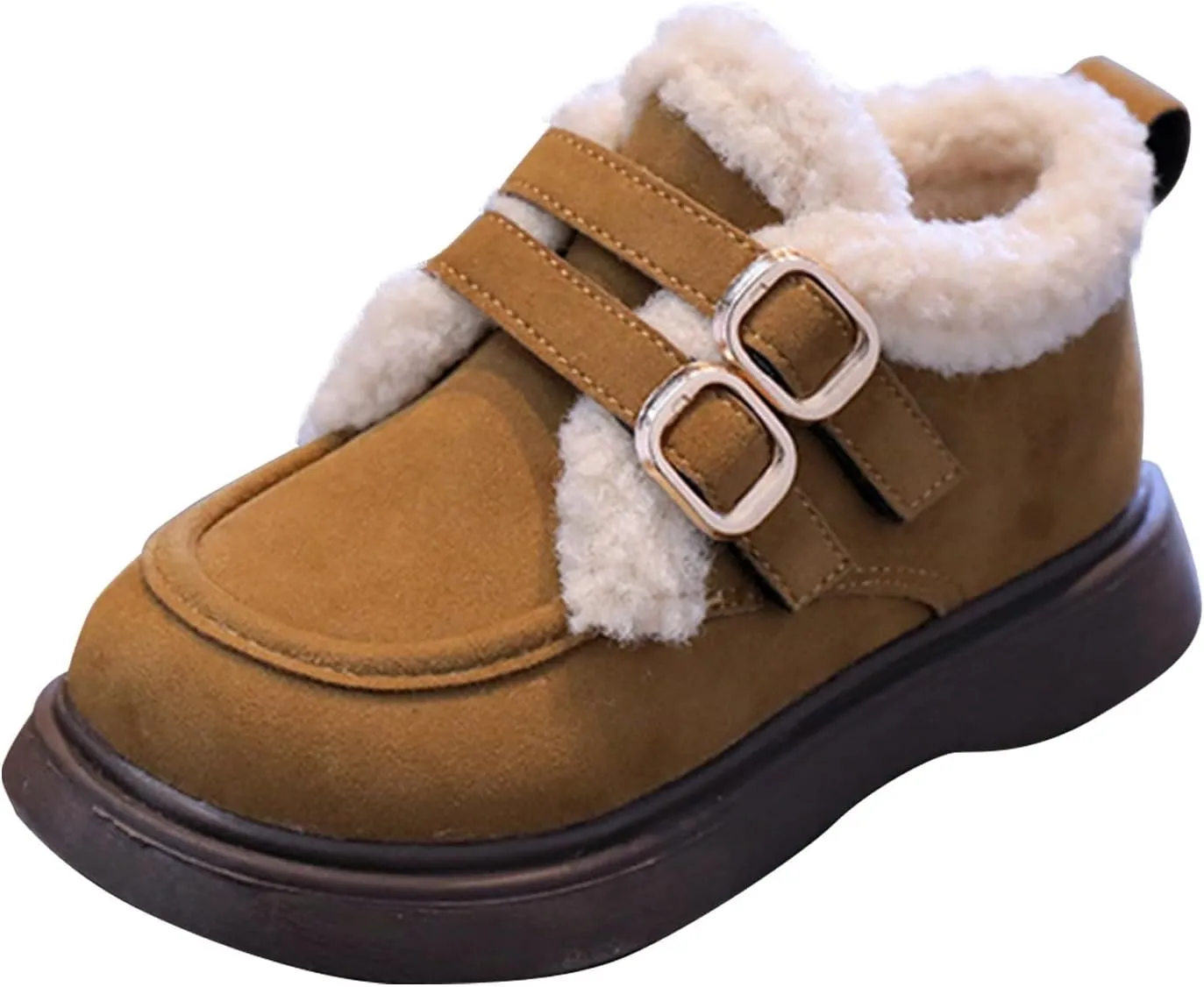 Toddler Kids Winter Snow Boots Slip On Cold Weather Sneakers Anti-Slip Fleece Ankle Boots Comfort Size 8 Shoes Toddler