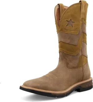 Twisted X Men's 12" Western Work Boot, Square Toe with CellStretch, Bomber & Bomber, 10.5 D