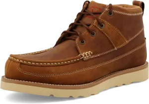 Twisted X Men's 4" Work Wedge Sole Boot, Round Toe Steel Toe, Oiled Saddle, 14 W