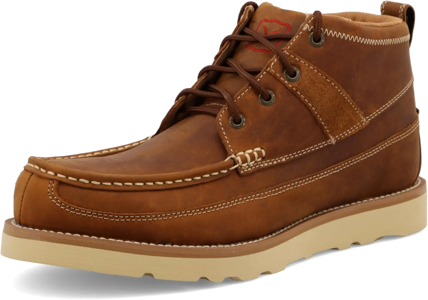 Twisted X Men's 4" Work Wedge Sole Boot, Round Toe Steel Toe, Oiled Saddle, 14 W