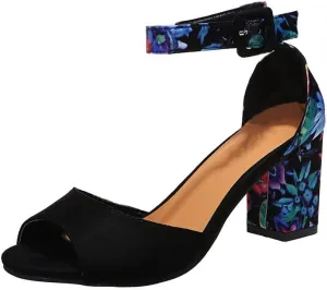 UOQAPRE Women's Chunky Heeled Sandals Ankle Strap Block Dress Pumps Shoes Summer Open Toe Low Heeled Party Sandals for Women