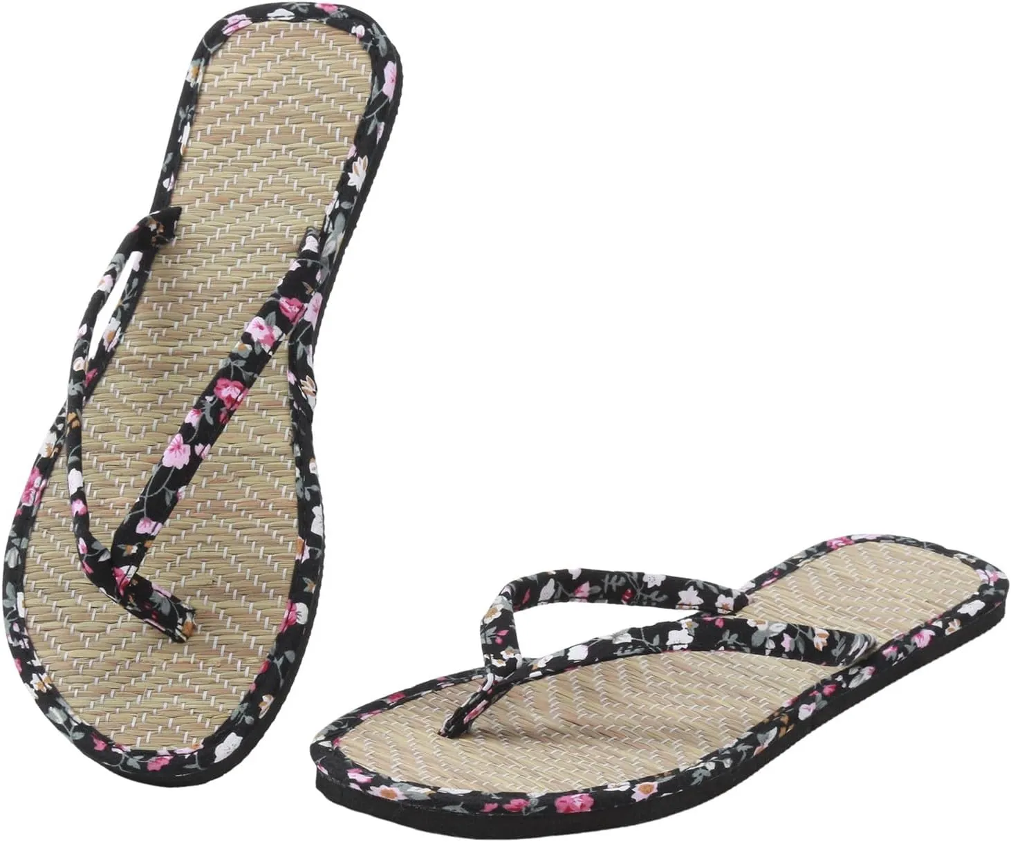 Women Shoes Flat Thongs Straw Mat Slippers Casual Home Fashion Woven Sandals Shoes Women Wide Width Shower