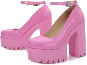 Women's High Heels,Platform High Heel Sandals One-Line Buckle Low Gang 5.5in Height Rough Heel Casual Fashion Evening Shoes Waterproof Dirt Resistant Easy to Clean Dress Sandal