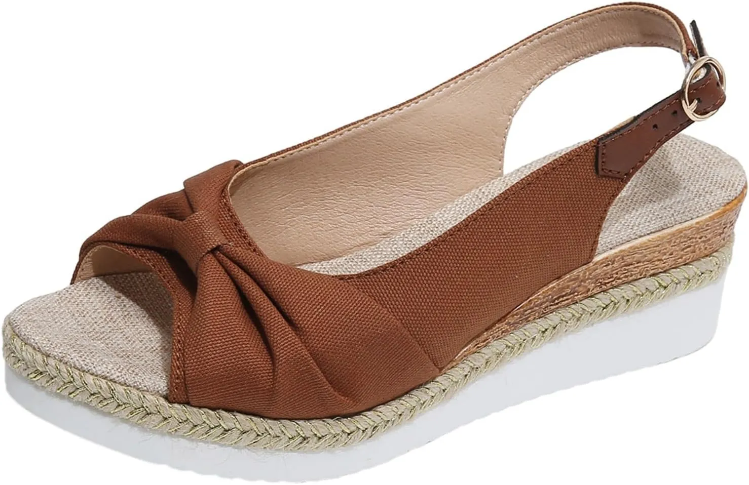 ZSpzx Orthopedic Sandals for Women,2025 Womens Espadrilles Wedge Sandal Comfortable Dressy Summer Open Toe Ankle Strap Platform Slip on Bow Knot Outdoor Shoes for Daily Wear