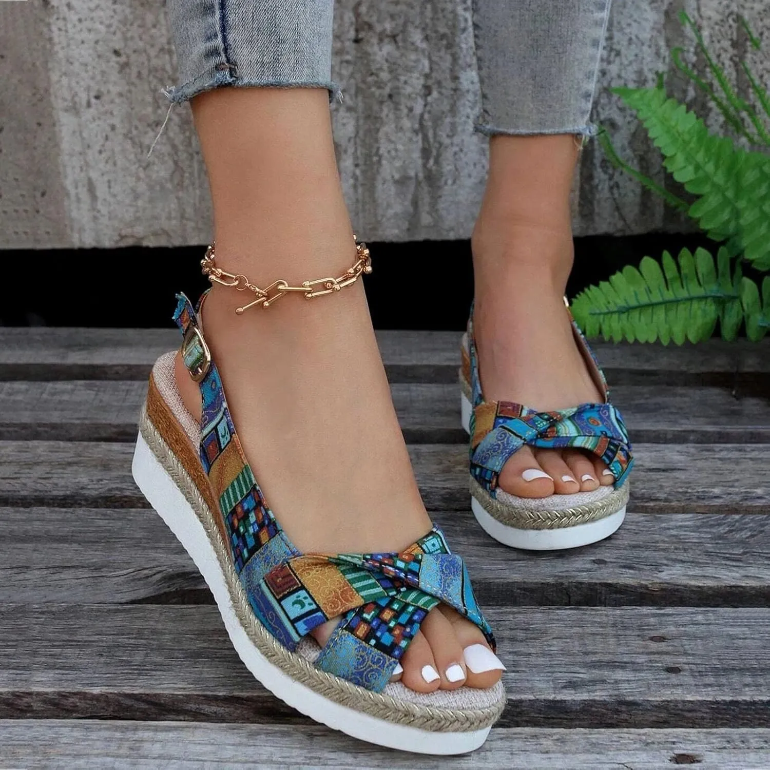 ZSpzx Orthopedic Sandals for Women,2025 Womens Espadrilles Wedge Sandal Comfortable Dressy Summer Open Toe Ankle Strap Platform Slip on Bow Knot Outdoor Shoes for Daily Wear