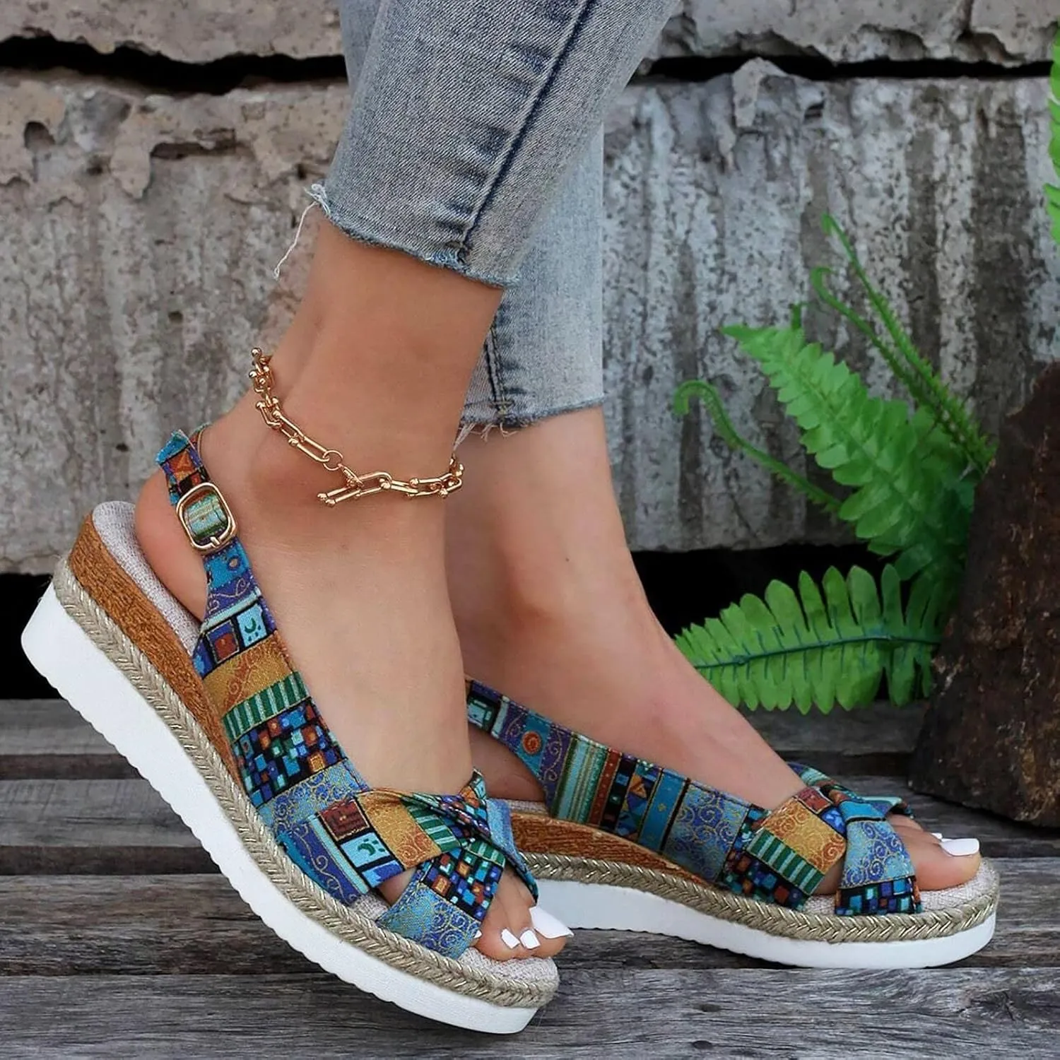 ZSpzx Orthopedic Sandals for Women,2025 Womens Espadrilles Wedge Sandal Comfortable Dressy Summer Open Toe Ankle Strap Platform Slip on Bow Knot Outdoor Shoes for Daily Wear