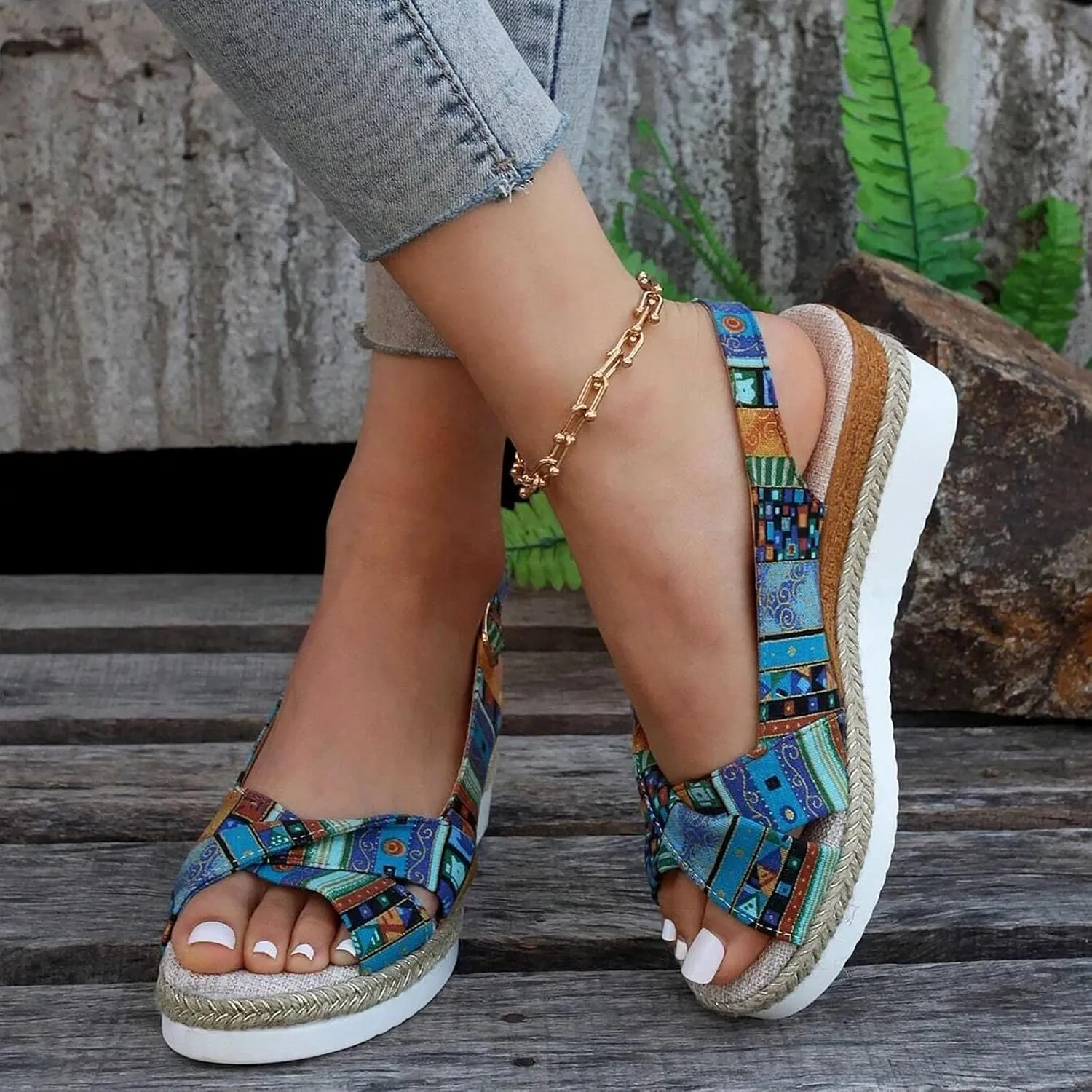 ZSpzx Orthopedic Sandals for Women,2025 Womens Espadrilles Wedge Sandal Comfortable Dressy Summer Open Toe Ankle Strap Platform Slip on Bow Knot Outdoor Shoes for Daily Wear